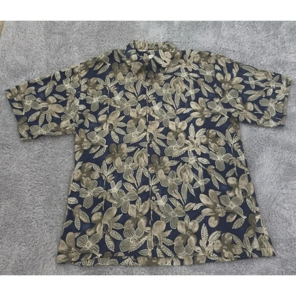 Bumka Bibas 100% Silk Button‎ Up Hawaiian Style Shirt L Cocktails